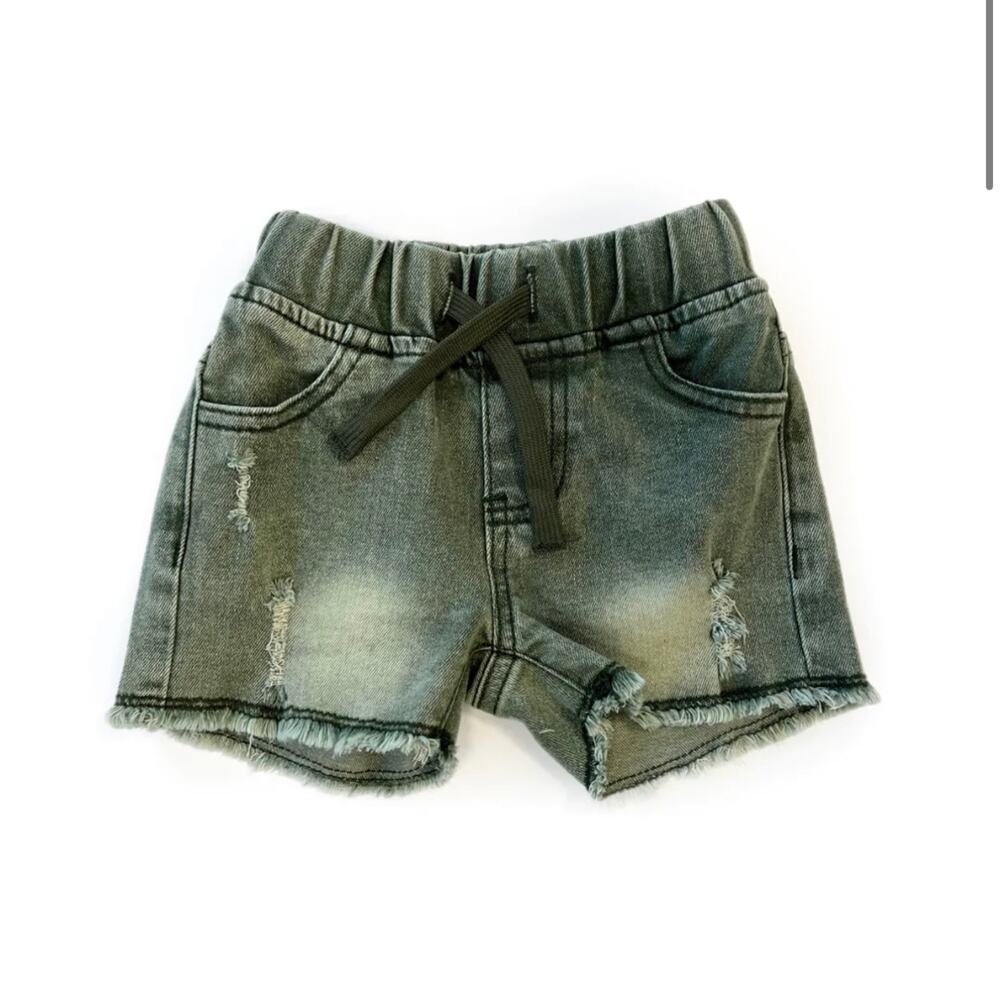 Little Bipsy Cut Off Denim Shorts Green Wash Size 6-12 Months
